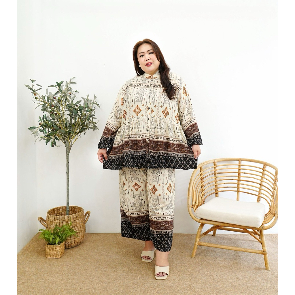 SET RAYON JUMBO LD 140 CM/SETELAN JUMBO WANITA BIGSIZE LENGAN PANJANG CELANA PANJANG