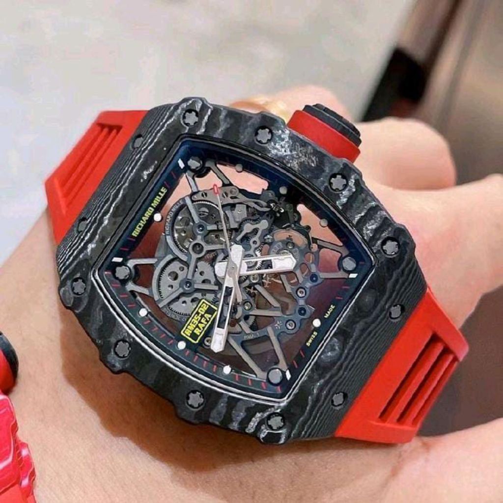 JAM TANGAN MEWAH LUXURI RM 35-02 RAFA AUTOMATIC TOURBILON SWISS CARBON CASE ZF FACTORY 44MM