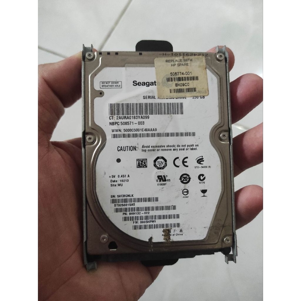 hdd 2,5in Seagate 250gb