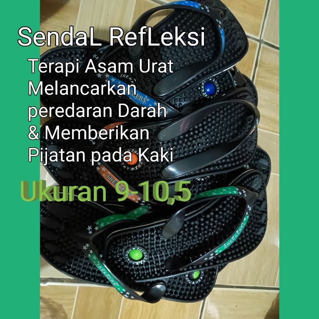 Sandal Rematik Kesehatan Dewasa - Hitam 9-10, Sol Duri Kecil, Refleksi Akupuntur