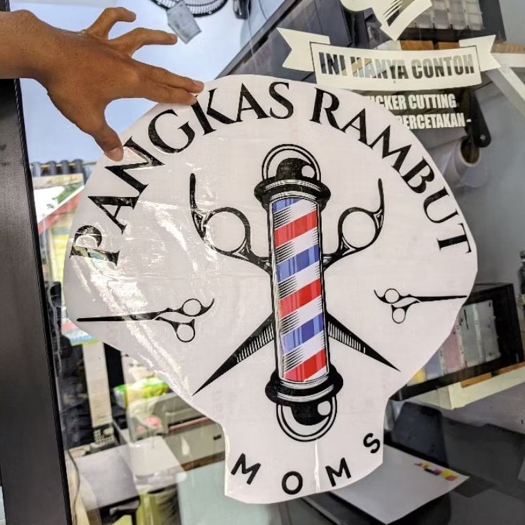 STIKER BARBERSHOP STIKER CUTTING STIKER POTONG RAMBUT STIKER PANGKAS RAMBUT