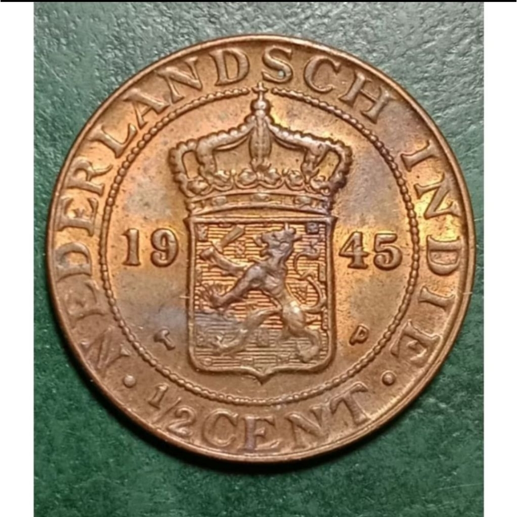 koin jadul koin antik Fine copper Tembaga Murni Koin Tembaga coin tembaga 1/2 Cent setengah cen 0.5 