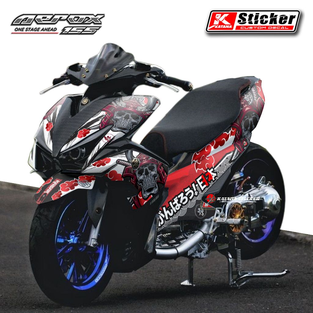 DECAL CUSTOM AEROX 155 FULL BODY - DECAL AEROX 155 MOTIF SAMURAI TERBARU