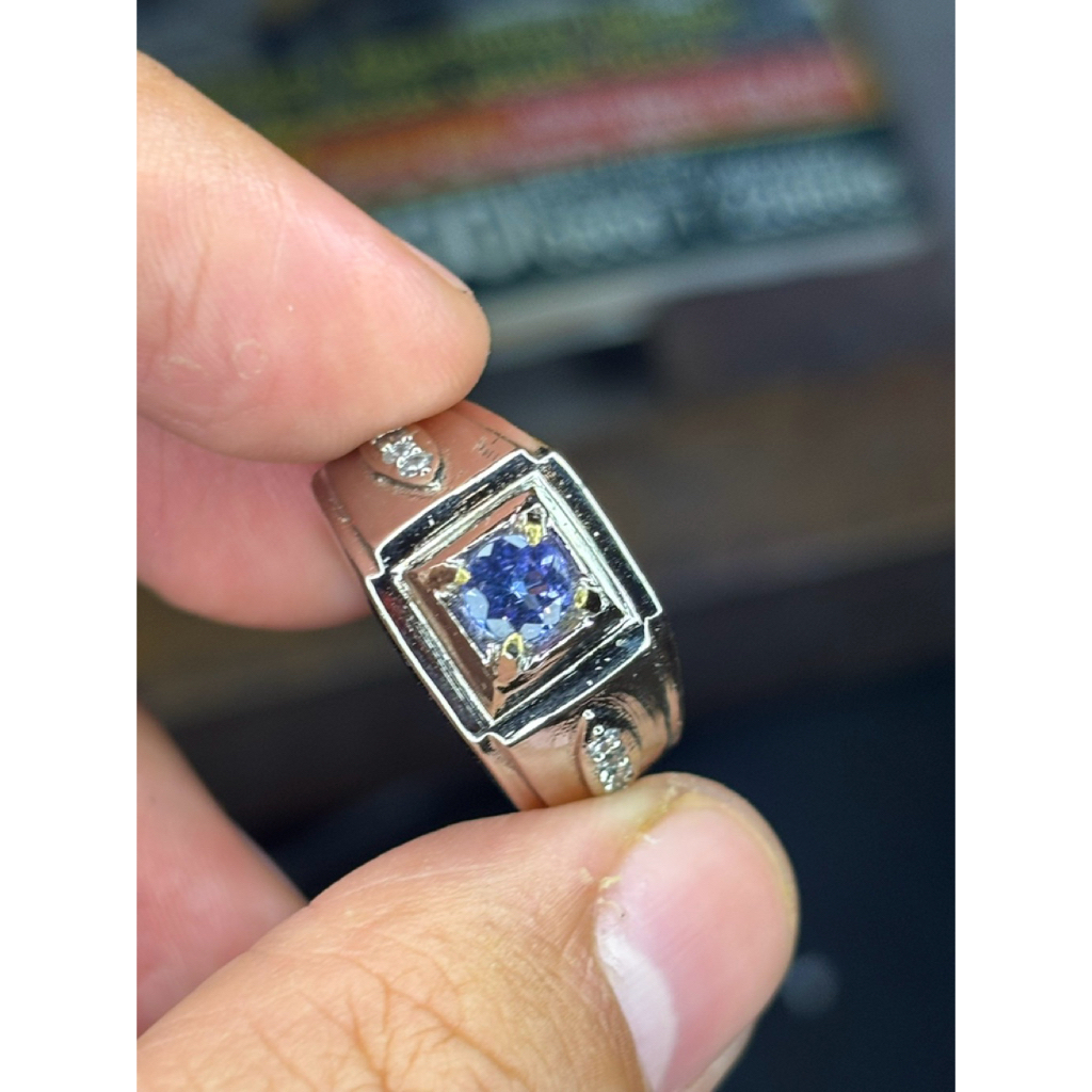CINCIN PERMATA NATURAL TANZANITE (ZOISITE)