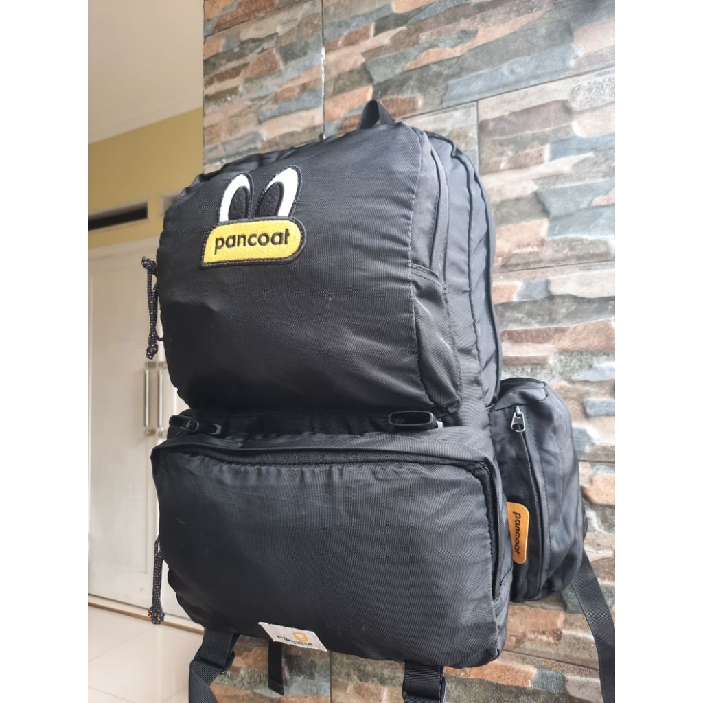 Ransel Hitam Pancoat - Branded, Original, Bahan Kanvas Tebal