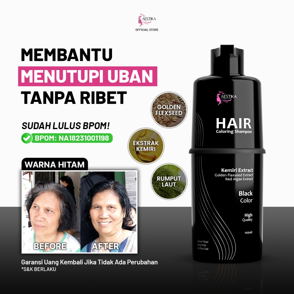 AESTIKA Sampo Penghitam Rambut Penghilang Uban Halal