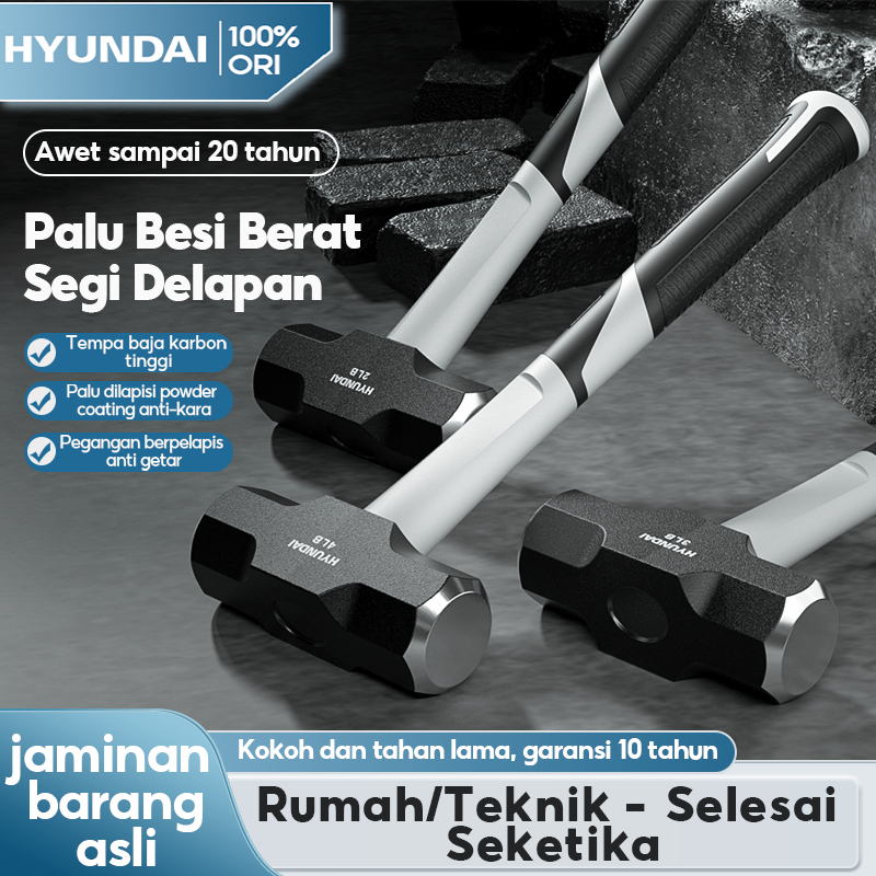 HYUNDAI Palu Martil Besar Anti Slip Anti Getar Anti Patah Palu Godam Batu Tembok Beton Memukul Paku