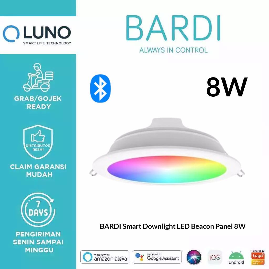 BARDI Lampu 8W Downlight Beacon Panel Smart Light Bluetooth Lampu Otomatis Pintar