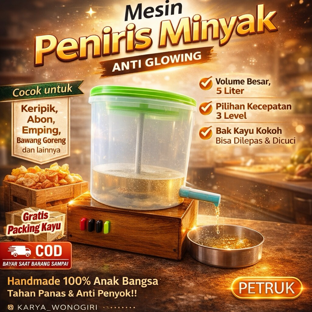"PETRUK"Mesin peniris minyak( spiner alat pengering/penyaring/pengetus minyak makanan gorengan)