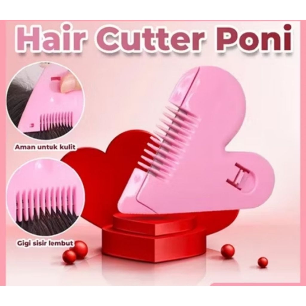 Sisir Potong poni bentuk love / hair cutter bentuk love pink