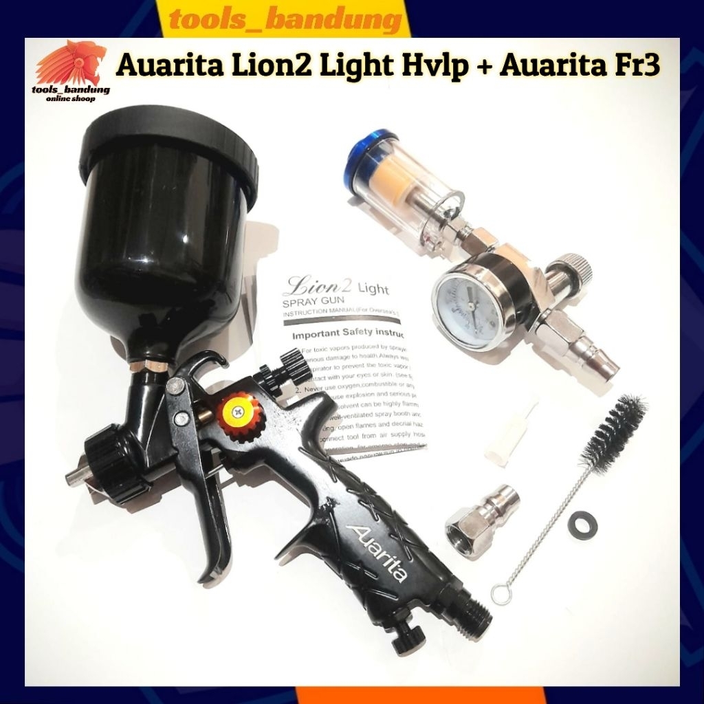 Set Spray Gun Auarita Lion2 Light Hvlp Plus Set Air Regulator Auarita Fr3