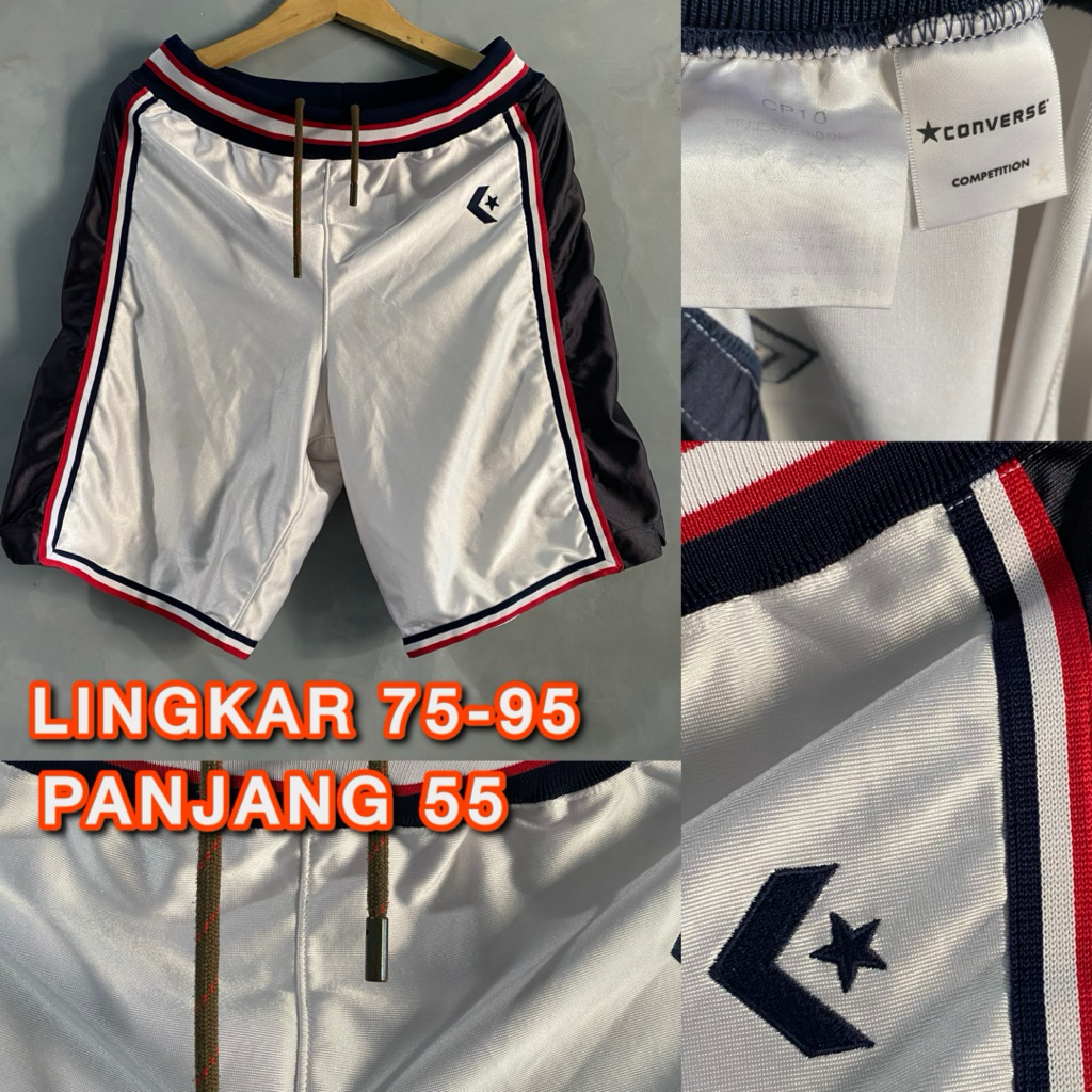 Celana Pendek Olahraga Con Verse Competition Basket / Sport White List Red Navy Second