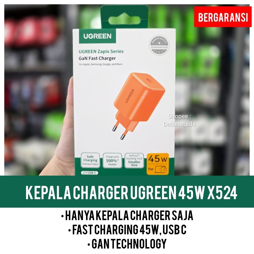 Kepala Charger Ugreen 45W X524 Garansi Resmi 1 Tahun Kepala Charger 45W Ugreen Kepala Charger Type C