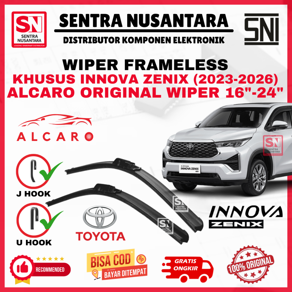 Wiper Mobil Toyota Innova Zenix (2023-2026) Merk ALCARO ORIGINAL | Wiper Kaca Mobil Innova Zennix Mo