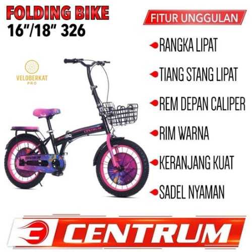 SEPEDA LIPAT CENTRUM 326 UKURAN 16 & 18 INCH KERANJANG FOLDING BIKE
