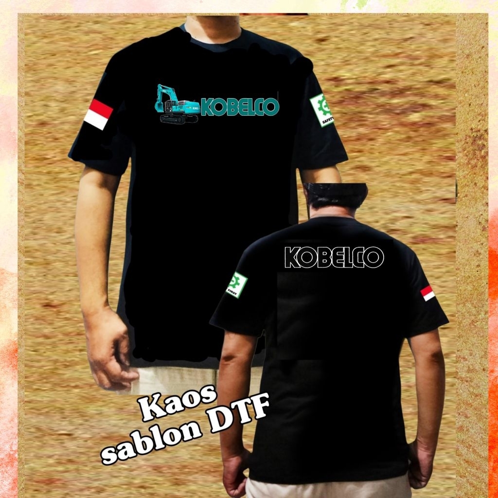 Kaos sablon excavator kobelco/kaos distro alat berat excavator Kobelco/kaos lengan pendek