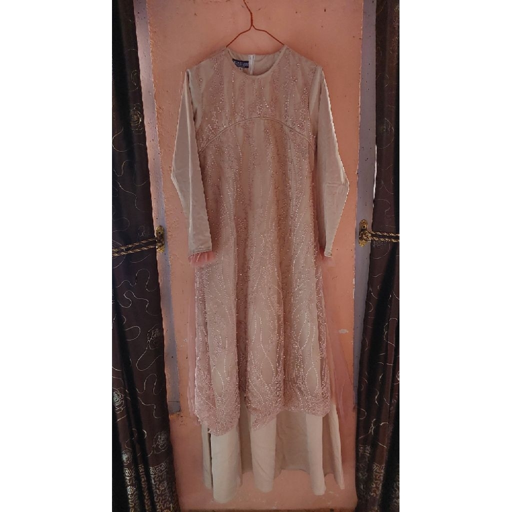 Dress Brokat Wanita Nude Peach Preloved