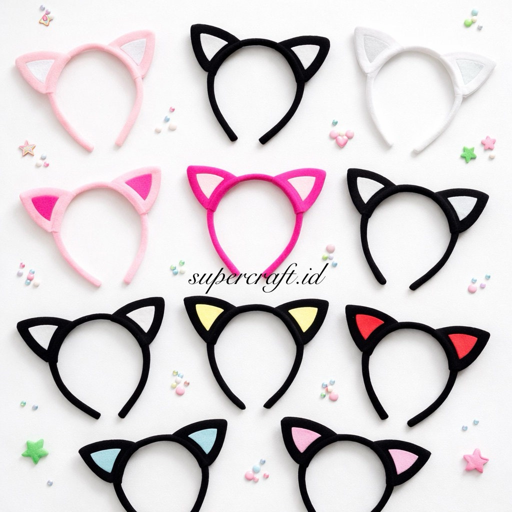 Bando Kucing Hitam Pink Bando kucing halloween Kostum Cat black Bando Halloween Cosplay Kucing Bando