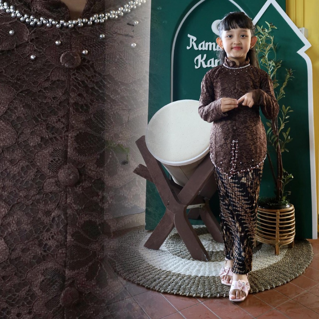 COD Sale Stelan kebaya anak umur 4-12 tahun Kebaya Wisuda Kartini anak rok plisket Baju kondangan an
