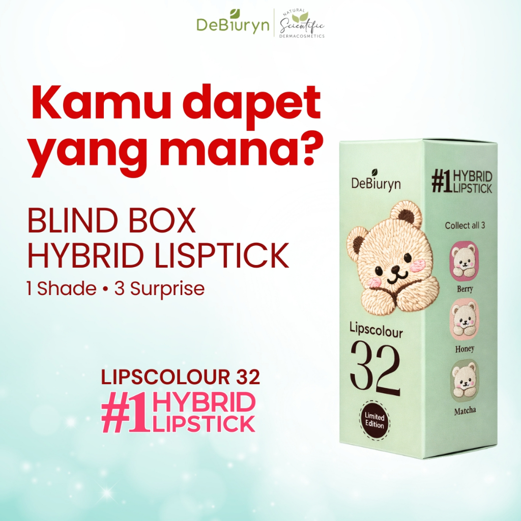 BLIND BOX EDITION DeBiuryn Lipscolour 32 | Hybrid Lipstik Merah Natural Transferproof Tahan Lama UV 