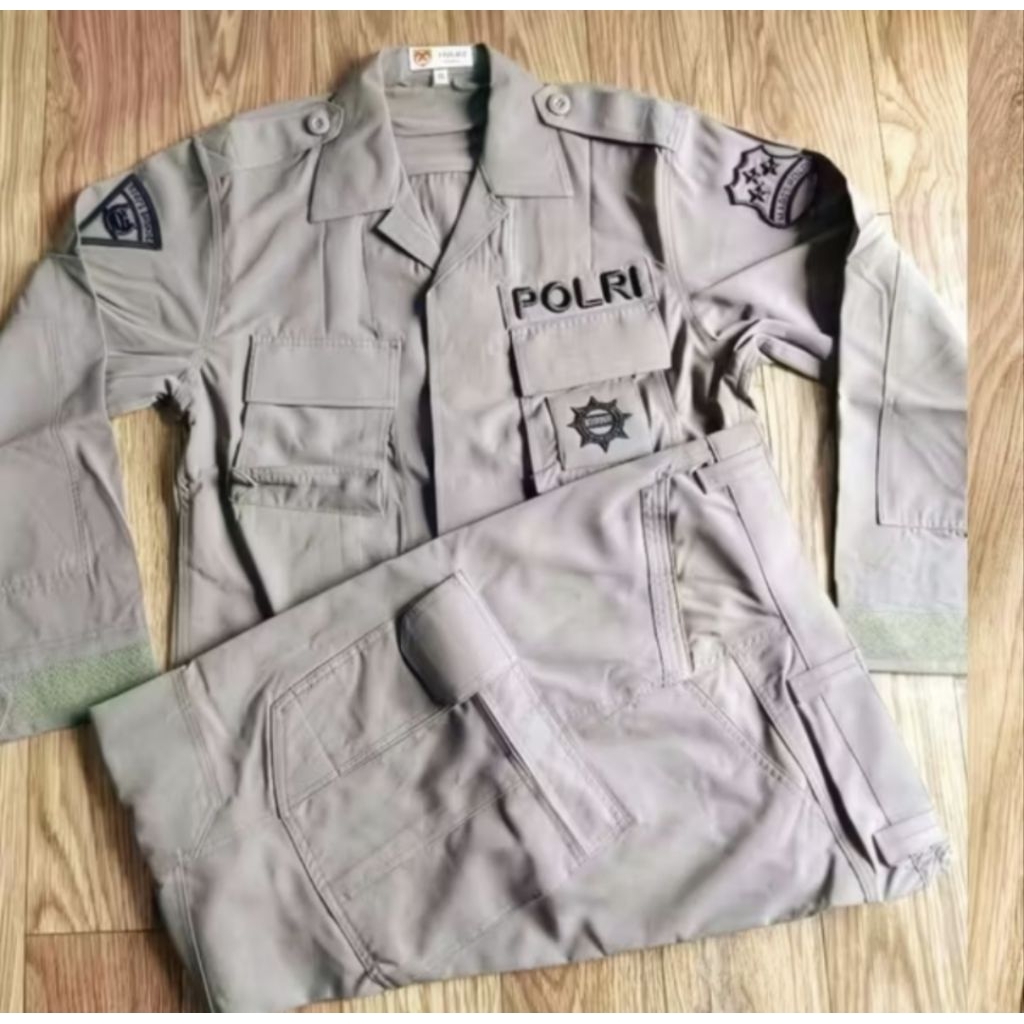 Seragam PDL hijau pembagian halus brimob/Pdl hijau jatah brimob halus/Pdl Hijau brimob