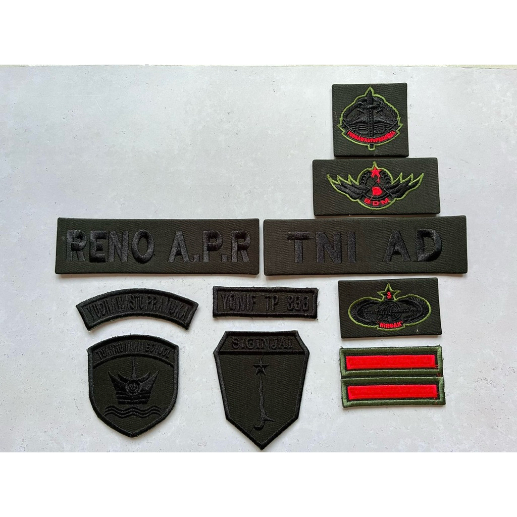 ATRIBUT BORDIR PAPAN NAMA TNI PDL MALVINAS LAMA PERKERAS MIKA