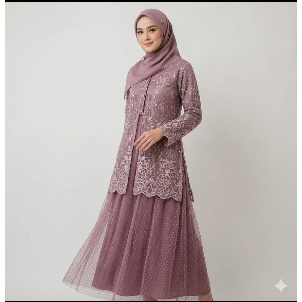 SALE GAMIS BRUKAT 2IN1 LEPAS PASANG MIX TILE DOT