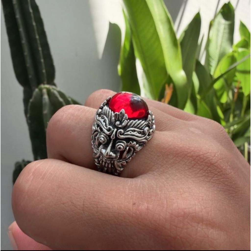 CINCIN KDAM MCAN PUTIH RINGS TITANIUM UKIRAN RANGDA BALI ORIGINAL by