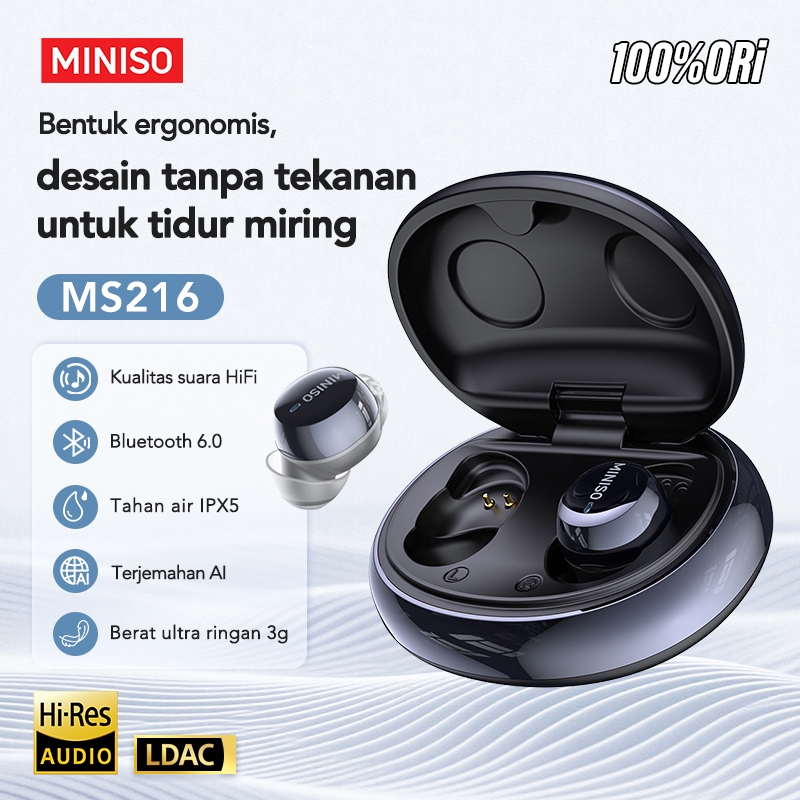 MINISO MS216 Bluetooth Earphone Wireless Headset AI Translation Sleep Earbuds Bluetooth 6.0 TWS ENC 