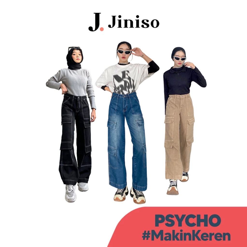 JINISO - Highwaist Cargo Psycho Jeans