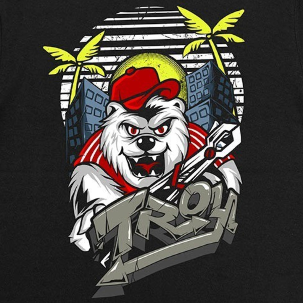Troy Company T-shirt Black Kaos Hitam White Bear MT 2409