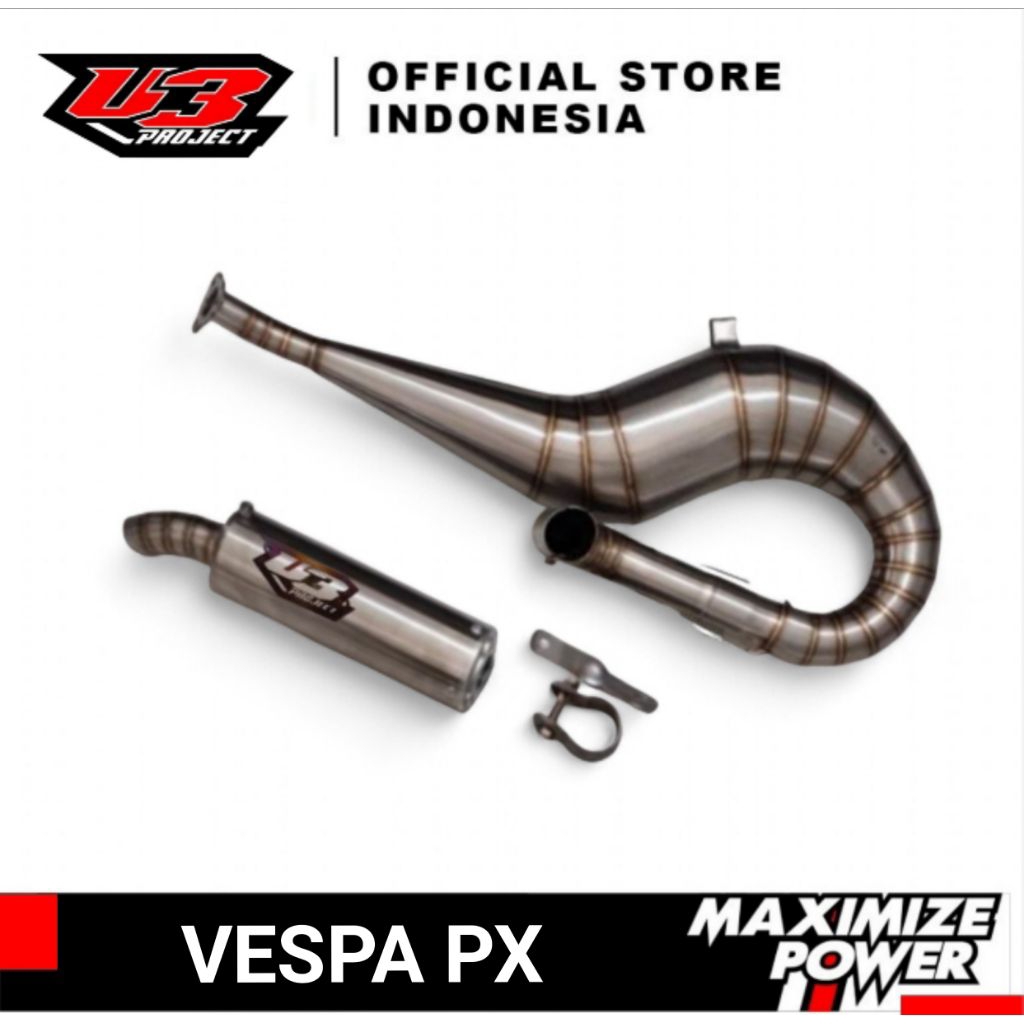 KNALPOT VESPA PX STAINLESS Buangan kanan & Buangan kiri