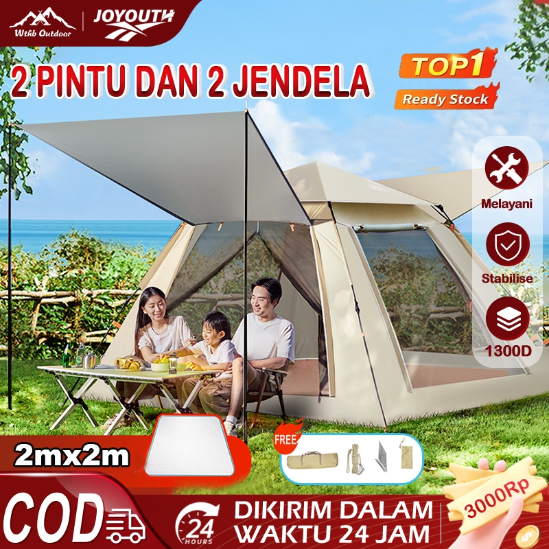 JOY Tenda Camping Lipat Portable Kapasitas 4-6 Orang tenda camping otomatis tenda Outdoor Waterproof