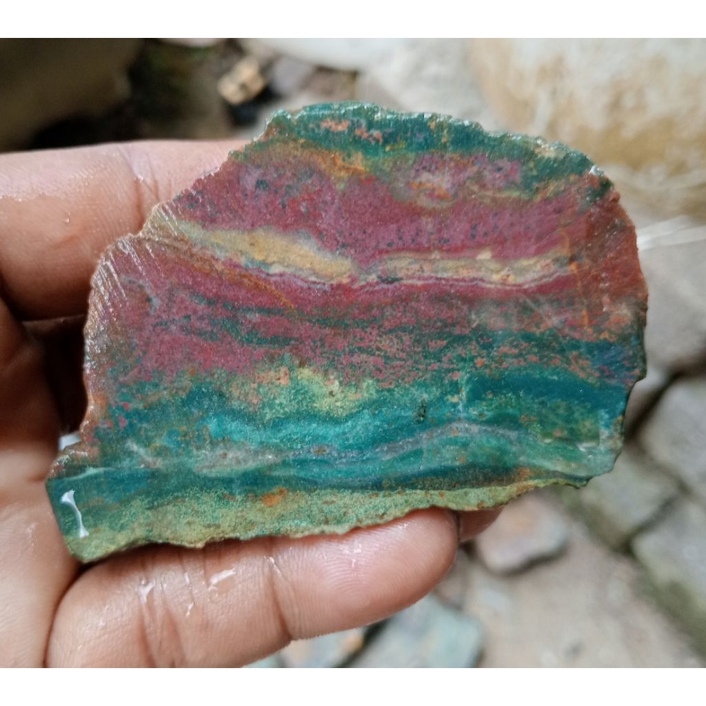 BAHAN BATU AKIK LEMPENGAN SUSEKI NOGOSUI PANCAWARNA