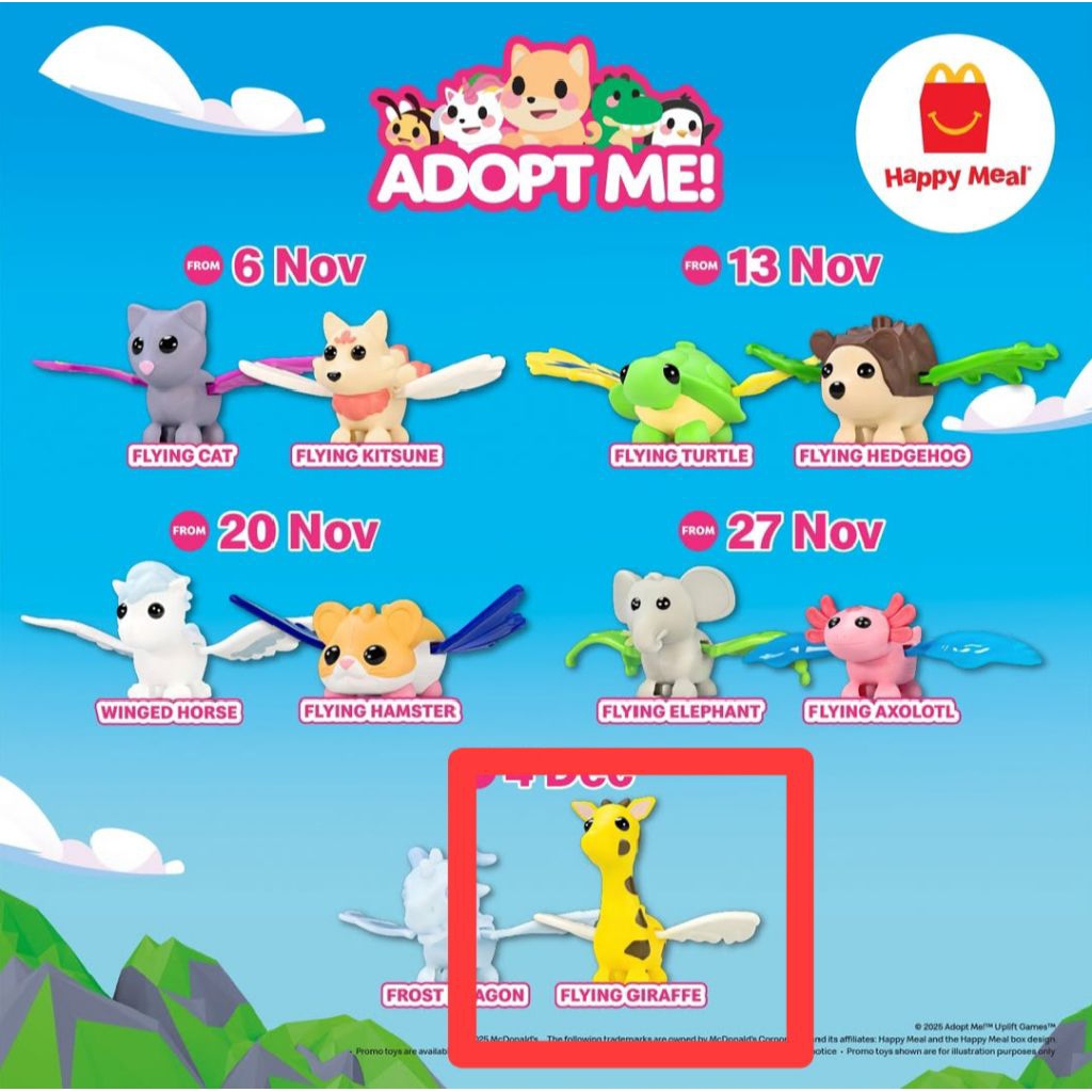 McDonald Happy Meal Toy Adopt Me, Flying Giraffe