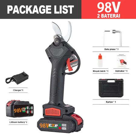 98V Gunting Dahan Listrik 2baterai Gunting Taman Elektrik Garden Cordless Pruning Shear Scissors Pem
