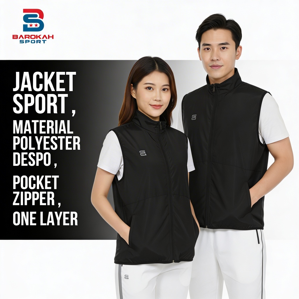 HM Barokah - Jaket Rompi Pria Wanita Jaket Parasut Laki Laki Perempuan Rompi Olahraga Unisex Running