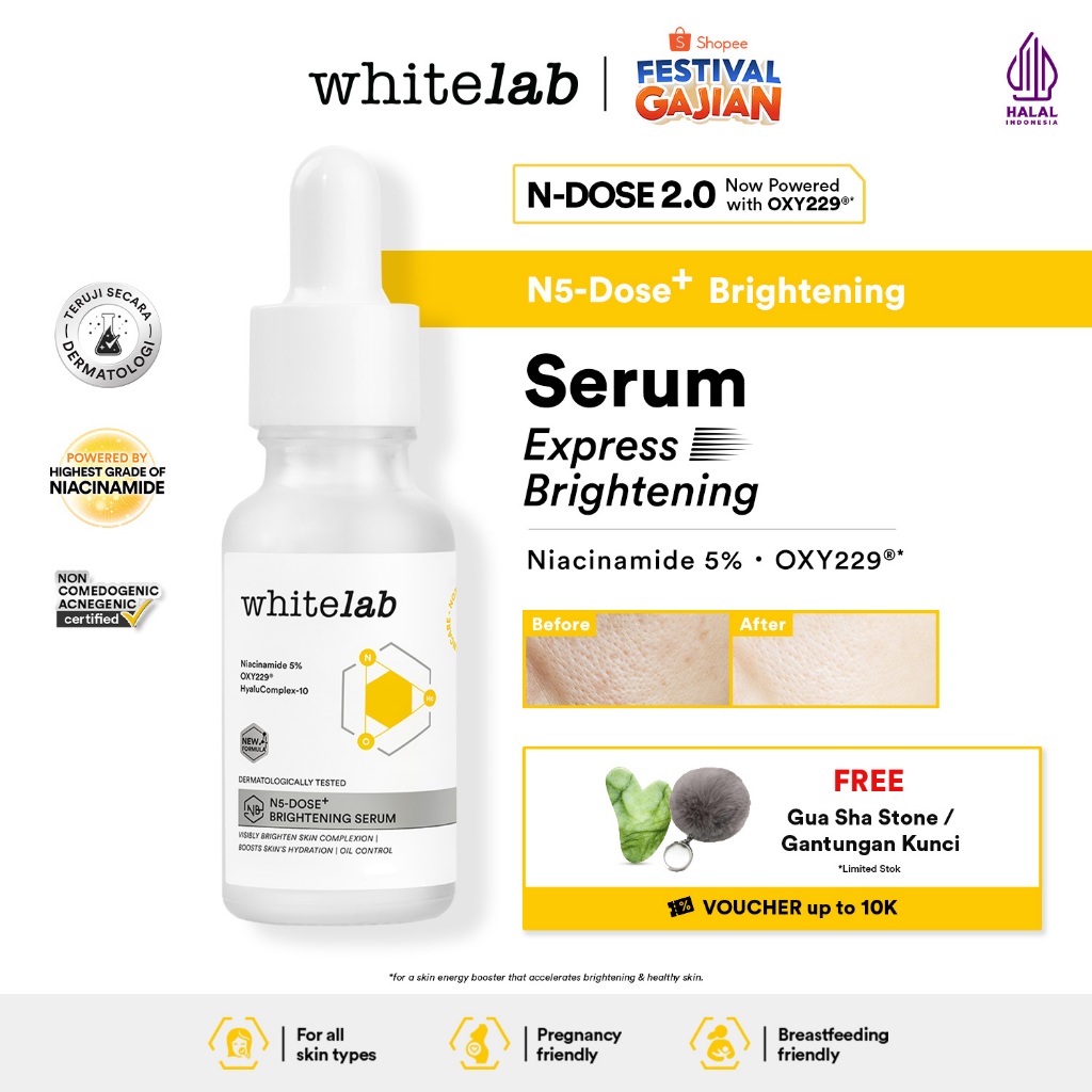 Whitelab Serum Niacinamide 5% Brightening Booster - Cerah Maksimal untuk Kulit Sensitif N5-Dose+ 2.0