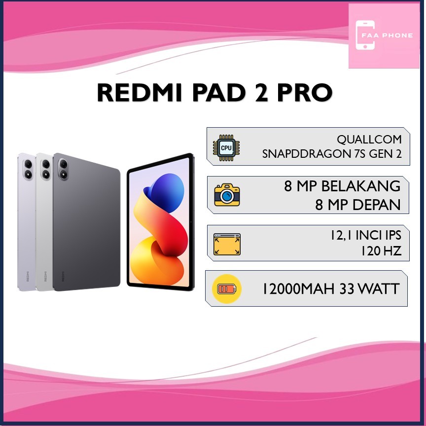 XIAOMI REDMI PAD 2 PRO RAM 8GB ROM 256GB QUALLCOM SNAPDRAGON 7S GEN 2