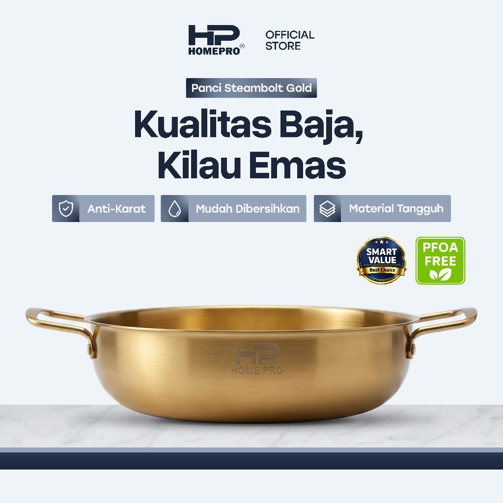 HomePro - Panci Steamboat Stainless Steel Gold - Panci Shabu Anti Karat