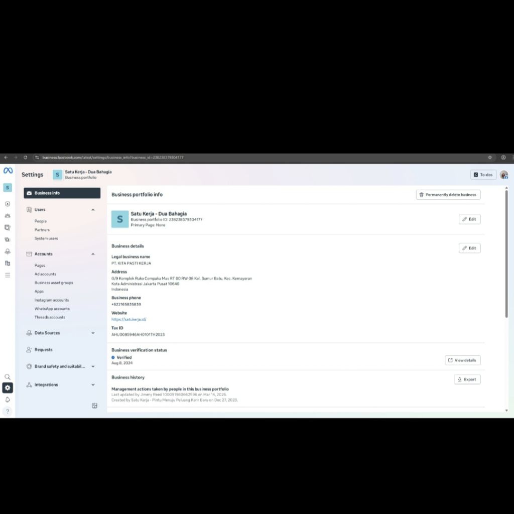 akun facebook business manager (limit 50$ up to 250$)