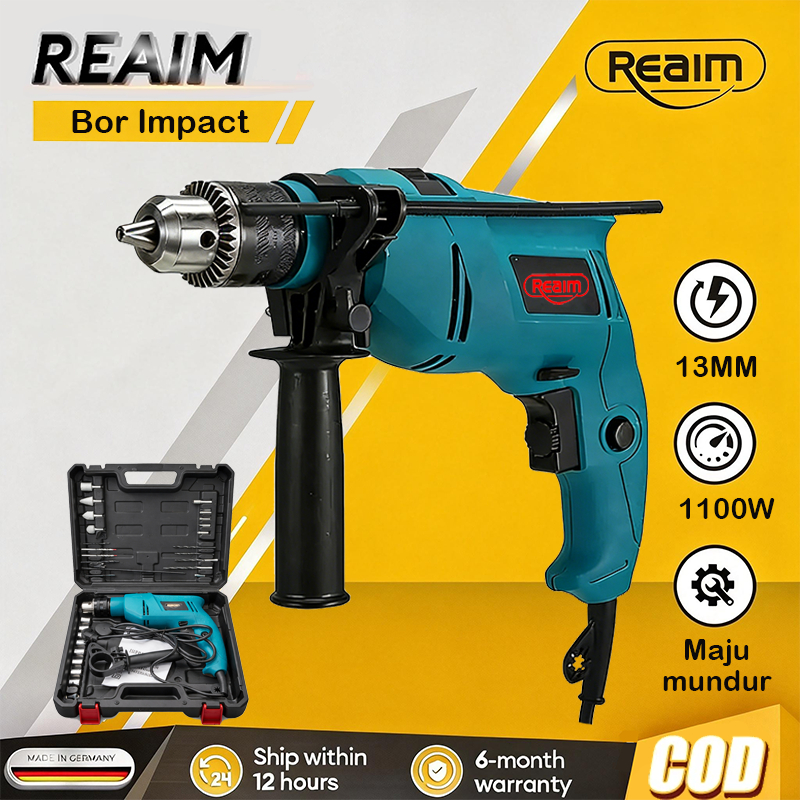 Reaim Mesin bor listrik bor listrik alat bor listrik 450W 13mm Chuck Bor tangan listrik Bor obeng Bo