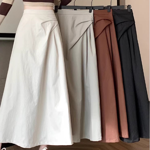 Rok hitam tidak beraturan untuk wanita a Rok panjang, rok setengah