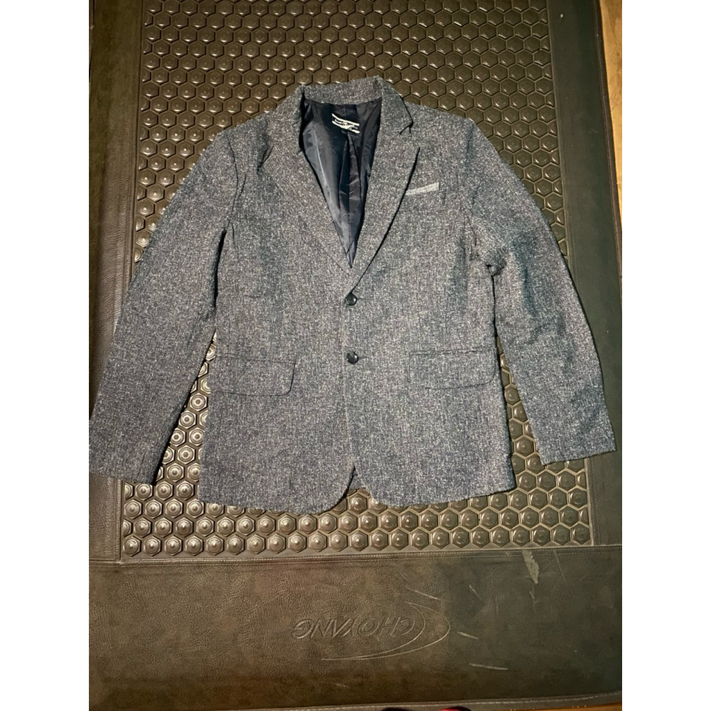 BLAZER JAS UNIK LINEN MOTIF ABSTRAK LOCAL MOTION ABU MEWAH BRANDED
