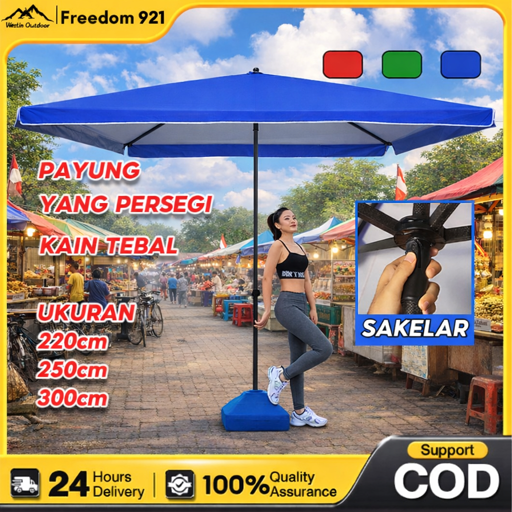 Payung Tenda Lebar 300cm Anti UV Pantai Cafe Bazaar Parasol Payung Gerobak Payung Tenda outdoor