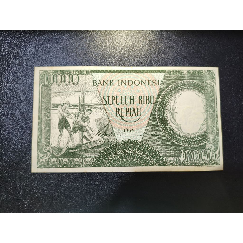 Uang kertas kuno 10.000 rupiah seri pekerja tahun 1964 UNC
