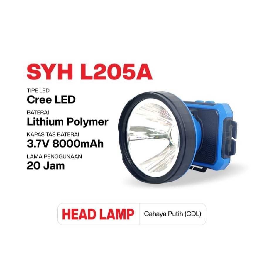 Surya Lampu Senter Kepala  Besar SYH L205A  Rechargeable