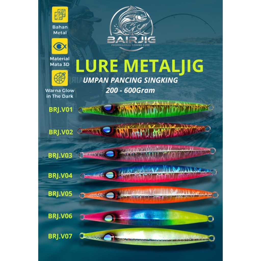 BAIRJIG Glow Metal Jig 200-600g – Reflektor Aluminium Deep Sea Fishing Lure