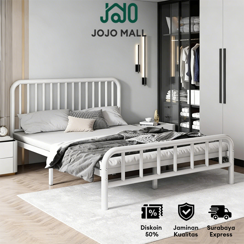 [Surabaya Express]Tempat Tidur Besi 100/120/160/180cm Dipan Besi Ranjang Besi Tempat Tidur Dipan Div