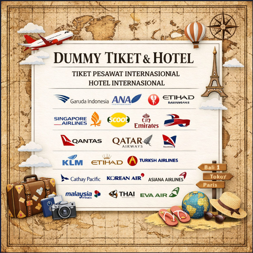 Jasa Pembuatan Dummy Ticket Tiket Hotel Asuransi Fiktif untuk Pembuatan Visa